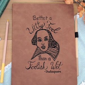 Better a Witty Fool Vegan Leather Journal, Large image 3