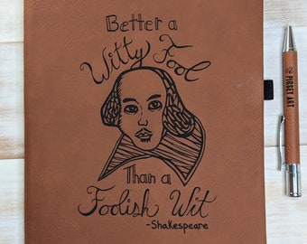 Better a Witty Fool - Vegan Leather Journal, Large