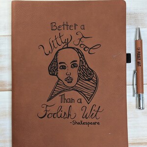 Better a Witty Fool Vegan Leather Journal, Large image 1