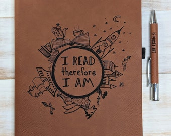 I Read Therefore I Am - Vegan Leather Journal, Large