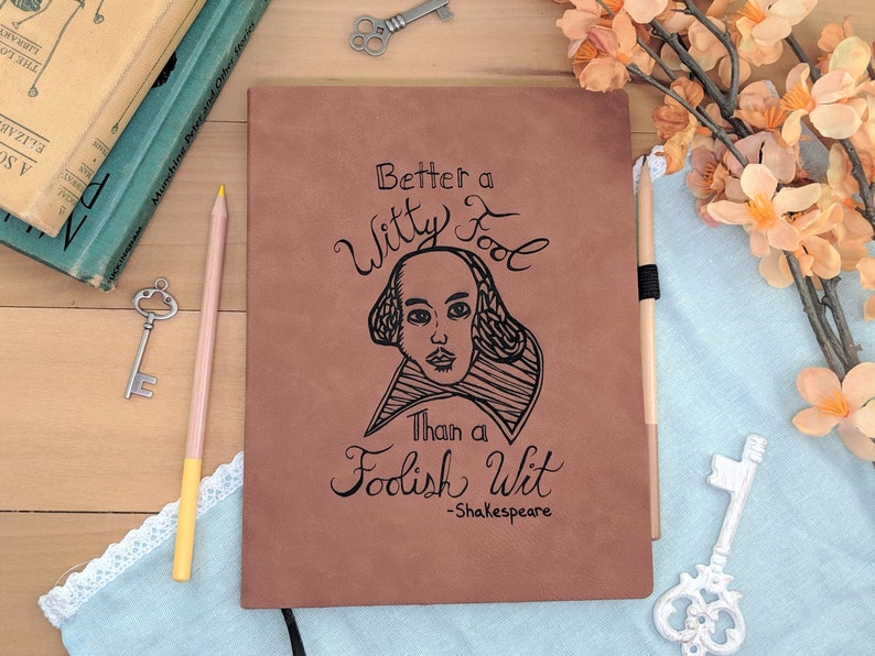 Better a Witty Fool Vegan Leather Journal, Large image 3