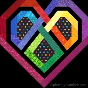 Celtic Heart paper pieced quilt block pattern PDF download, 6 & 12 inch, foundation piecing, knot love interwoven valentine wedding quilt image 4