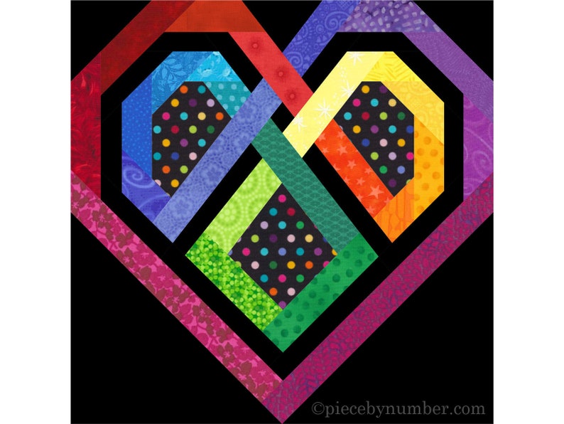 Celtic Heart paper pieced quilt block pattern PDF download, 6 & 12 inch, foundation piecing, knot love interwoven valentine wedding quilt image 4