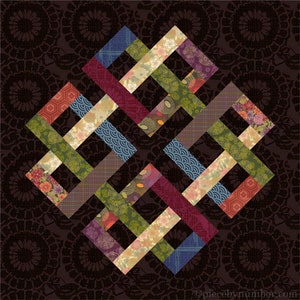Zentricity II paper pieced quilt block pattern PDF download, 12 inch, foundation piecing FPP, Celtic endless knot interwoven medallion image 1