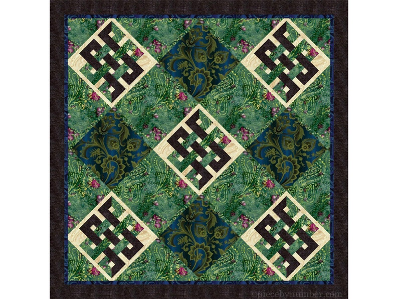 Eternity Knot paper pieced quilt block pattern PDF download, 6 & 12 inch, foundation piecing FPP, endless infinity Celtic Buddhist knot image 6