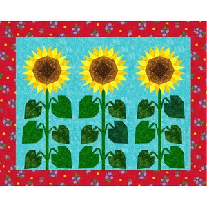 Sunflower paper pieced quilt block pattern PDF, 6 & 12 inch, foundation piecing FPP, botanical flower floral nature garden Provence summer