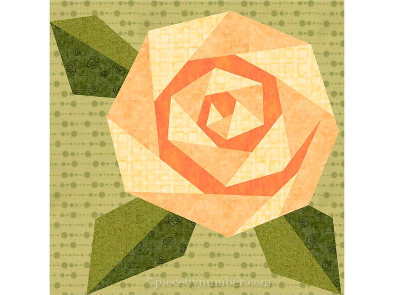 Rosie's Rose paper piecing quilt block pattern PDF download, 6 & 12 inch, spiral rose, botanical flower floral garden nature spring rosie's image 3