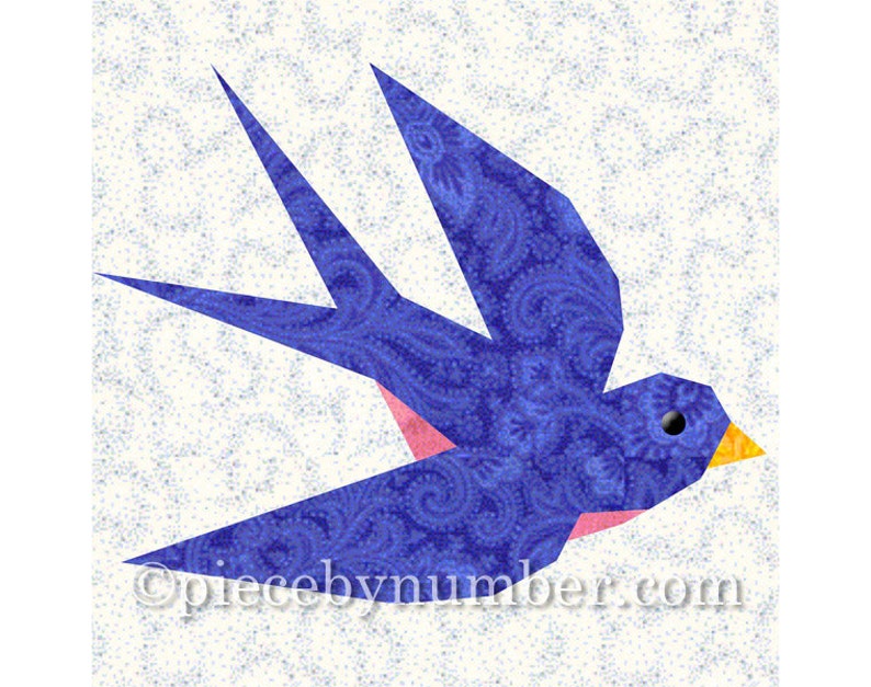 Swallow bird quilt block pattern blue bird quilt pattern Etsy
