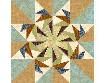 Falcon's Star paper piece quilt block pattern PDF download, 6 & 12 inch, foundation piecing PDF, 8 pointed star flying swallows birds geese