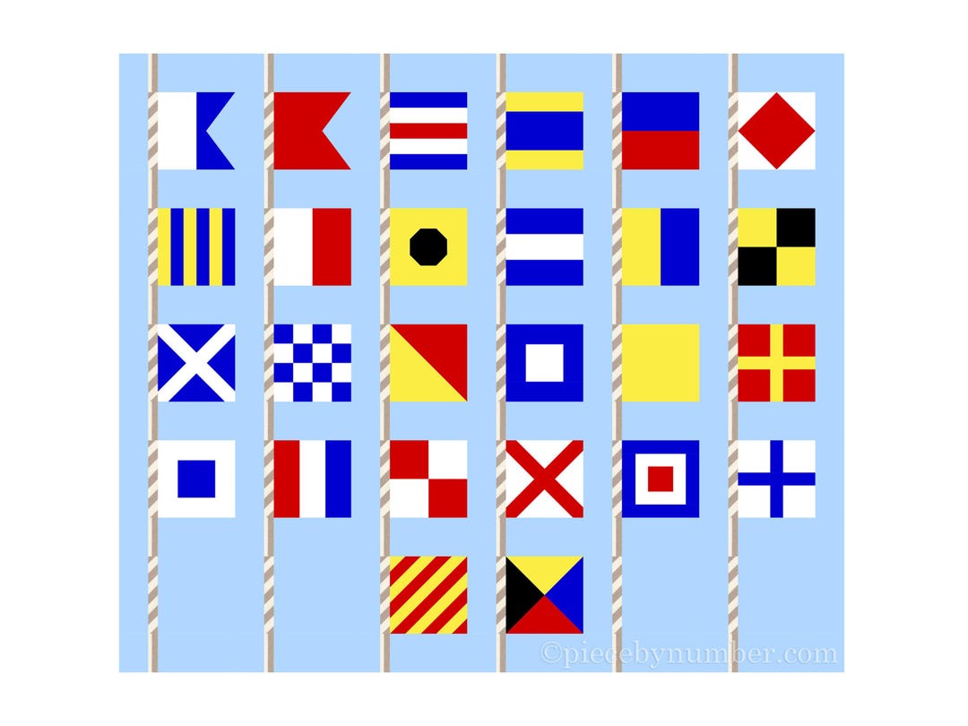 Nautical Alphabet Flags Paper Piece Quilt Block Pattern, PDF Download ...