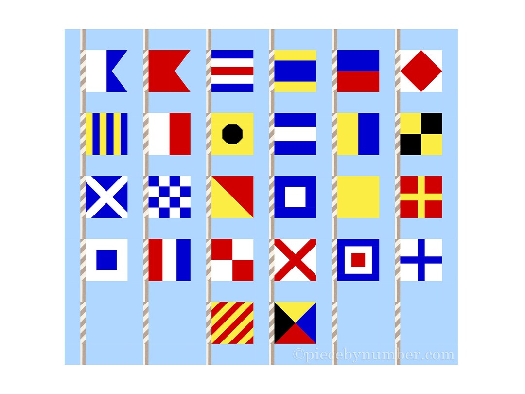 Nautical Alphabet Flags Paper Piece Quilt Block Pattern PDF, 3 & 6 Inch