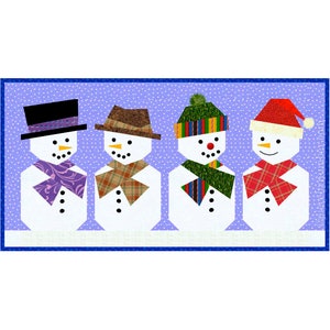 Snowman paper pieced quilt block pattern PDF, 6 x 12 inch, winter holiday Christmas xmas noel, mug rug, foundation piecing FPP imagem 1