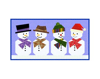 Snowman paper pieced quilt block pattern PDF, 6 x 12 inch, winter holiday Christmas xmas noel, mug rug, foundation piecing FPP