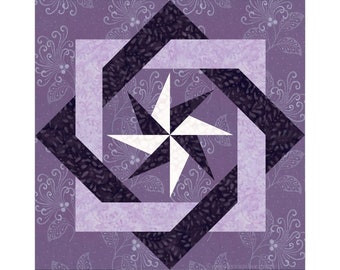 Interlocked Squares paper piece quilt block pattern PDF download, 12 inch, foundation piecing FPP, interwoven squares celtic knot star