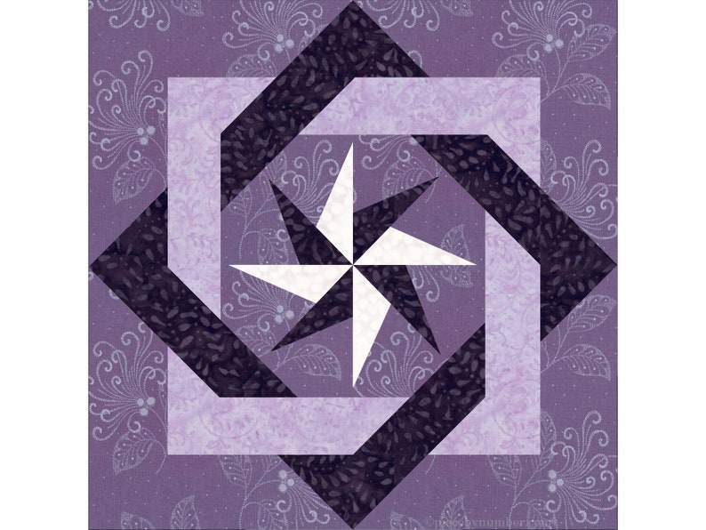 Interlocked Squares paper piece quilt block pattern PDF download, 12 inch, foundation piecing FPP, interwoven squares celtic knot star image 1