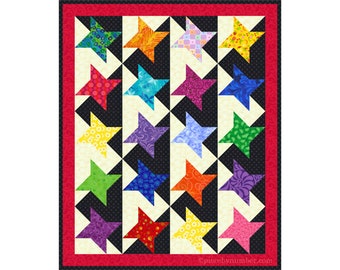 Stars of Glory PDF Quilt Pattern pour la coupe rotative et la mini-courtepointe en papier bonus, berceau - tailles king, miniature de bloc de courtepointe facile à 9 patchs