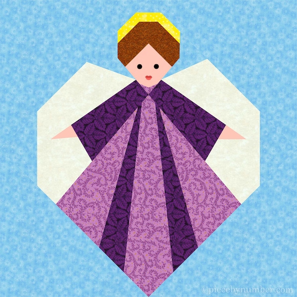 Guardian Angel paper pieced quilt block pattern PDF download, 6 & 12 inch, Ankara angel baby Christmas xmas foundation piecing FPP