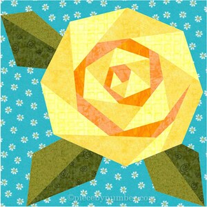 Rosie's Rose paper piecing quilt block pattern PDF download, 6 & 12 inch, spiral rose, botanical flower floral garden nature spring rosie's image 7