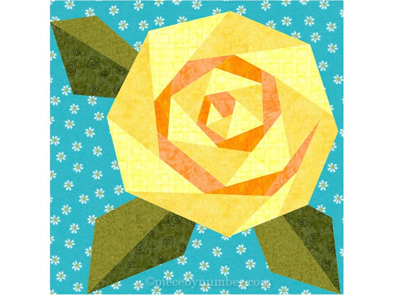 Rosie's Rose paper piecing quilt block pattern PDF download, 6 & 12 inch, spiral rose, botanical flower floral garden nature spring rosie's image 7