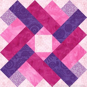 Siena Square paper pieced quilt block pattern PDF download, 6 & 12 inch, foundation piecing FPP, signature block geometric