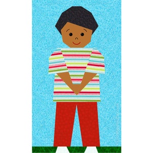 Alexander little boy quilt block pattern for paper piecing PDF download, 12 x 7 inch, foundation piece FPP, kids baby child people figure image 4