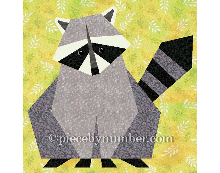 Raccoon Paper Quilt Block Pattern PDF Download 6 & Etsy Sweden