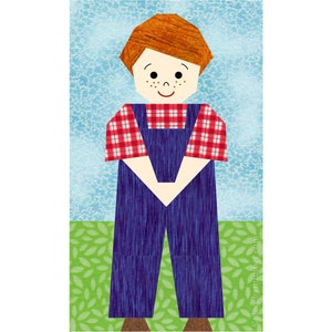 Alexander little boy quilt block pattern for paper piecing PDF download, 12 x 7 inch, foundation piece FPP, kids baby child people figure image 2