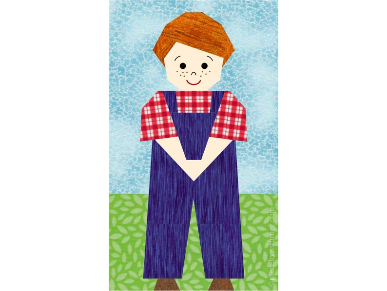 Alexander little boy quilt block pattern for paper piecing PDF download, 12 x 7 inch, foundation piece FPP, kids baby child people figure image 2