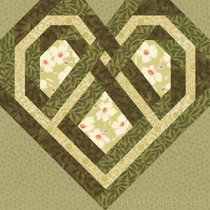 Celtic Heart paper pieced quilt block pattern PDF download, 6 & 12 inch, foundation piecing, knot love interwoven valentine wedding quilt image 2