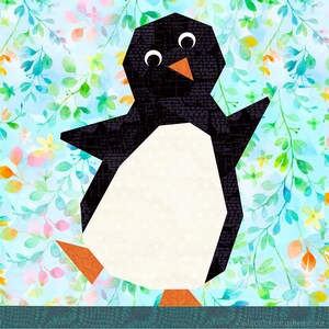 Penguin paper pieced quilt block pattern PDF download, 12 inch, foundation piecing FPP, dancing penguin arctic bird animal winter holiday image 5