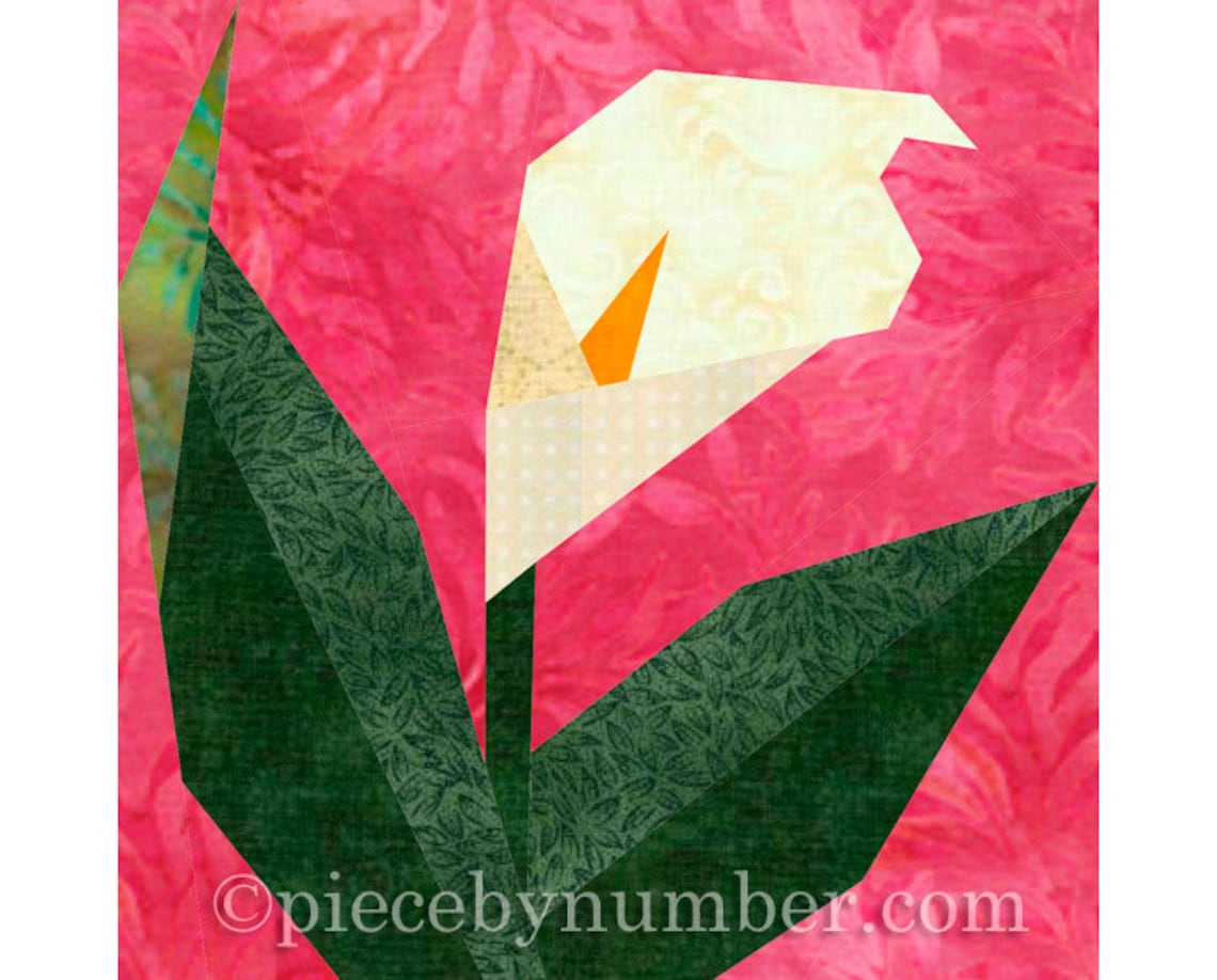 Calla Lily flower quilt block pattern instant download paper Etsy