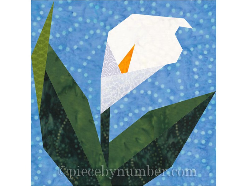 Calla Lily flower quilt block pattern instant download paper Etsy