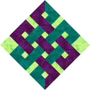 Eternity Knot paper pieced quilt block pattern PDF download, 6 & 12 inch, foundation piecing FPP, endless infinity Celtic Buddhist knot image 2