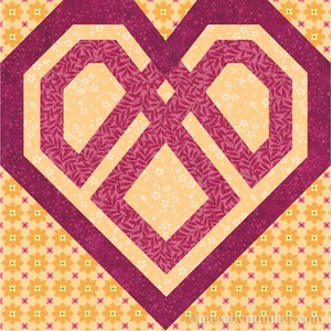 Celtic Heart paper pieced quilt block pattern PDF download, 6 & 12 inch, foundation piecing, knot love interwoven valentine wedding quilt image 7