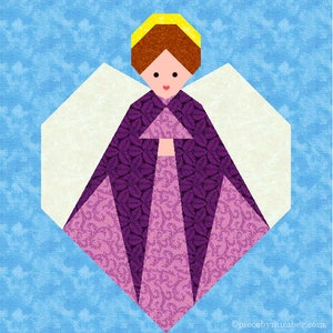 Guardian Angel paper pieced quilt block pattern PDF download, 6 & 12 inch, Ankara angel baby Christmas xmas foundation piecing FPP image 2