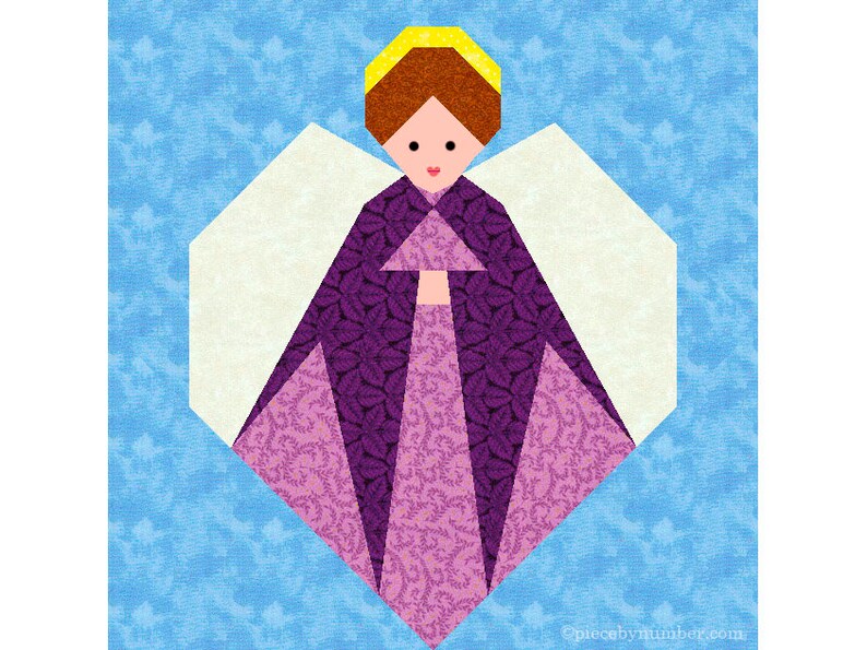 Guardian Angel paper pieced quilt block pattern PDF download, 6 & 12 inch, Ankara angel baby Christmas xmas foundation piecing FPP image 2