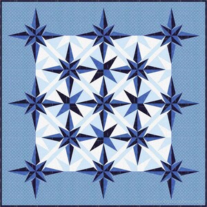 Sailor's Star paper piece quilt pattern PDF, 58 x 58, foundation piecing FPP, mariner's compass sailboat geometric sofa throw nautical image 5