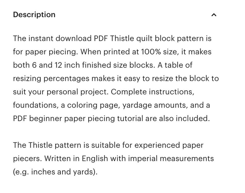 Thistle paper piece quilt block pattern PDF download, 6 & 12 inch, foundation piecing FPP, Scottish Celtic highlands flower botanical flora image 6