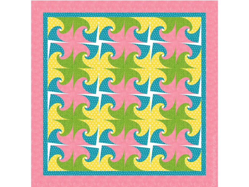 Mind's Eye paper pieced twisted log cabin quilt block pattern PDF download, 6 & 12 inch, foundation piecing FPP, modern geometric op art image 6