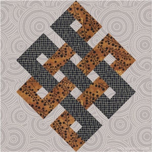 Eternity Knot paper pieced quilt block pattern PDF download, 6 & 12 inch, foundation piecing FPP, endless infinity Celtic Buddhist knot image 3