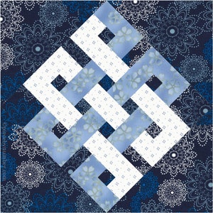 Eternity Knot paper pieced quilt block pattern PDF download, 6 & 12 inch, foundation piecing FPP, endless infinity Celtic Buddhist knot image 4