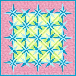 Sailor's Star paper piece quilt pattern PDF, 58 x 58, foundation piecing FPP, mariner's compass sailboat geometric sofa throw nautical image 6