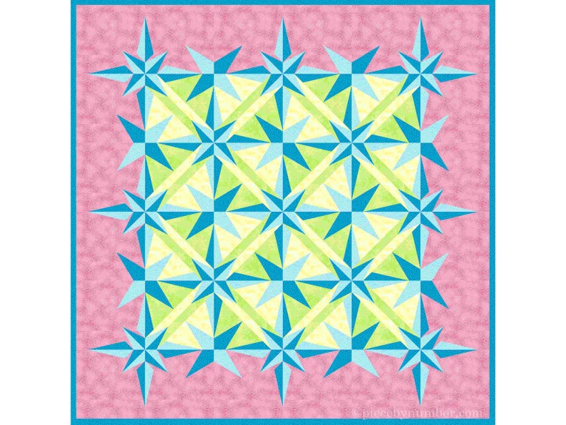 Sailor's Star paper piece quilt pattern PDF, 58 x 58, foundation piecing FPP, mariner's compass sailboat geometric sofa throw nautical image 6