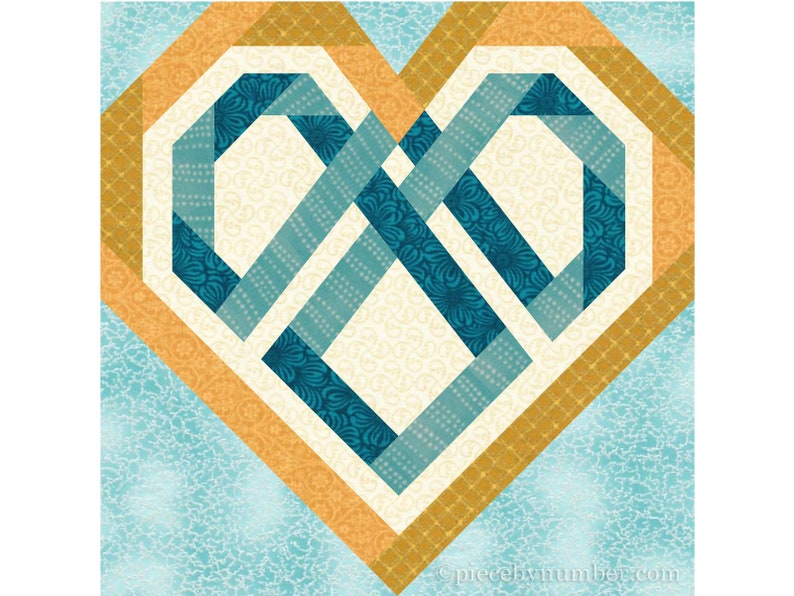 Celtic Heart paper pieced quilt block pattern PDF download, 6 & 12 inch, foundation piecing, knot love interwoven valentine wedding quilt image 3