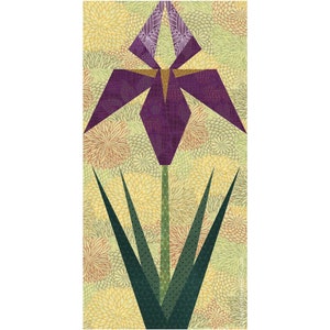 Iris paper piecing quilt block pattern PDF, 6 & 12 inch, foundation piecing FPP, spring floral flower garden nature quilt block pattern