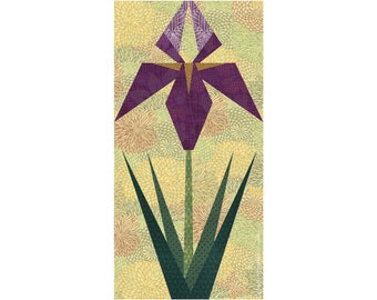 Iris paper piecing quilt block pattern PDF, 6 & 12 inch, foundation piecing FPP, spring floral flower garden nature quilt block pattern