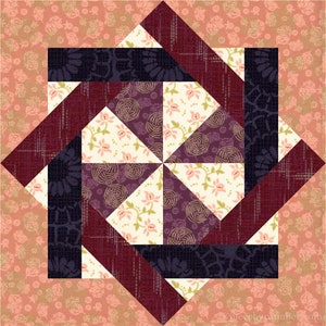 Interlocked Squares paper piece quilt block pattern PDF download, 12 inch, foundation piecing FPP, interwoven squares celtic knot star image 3