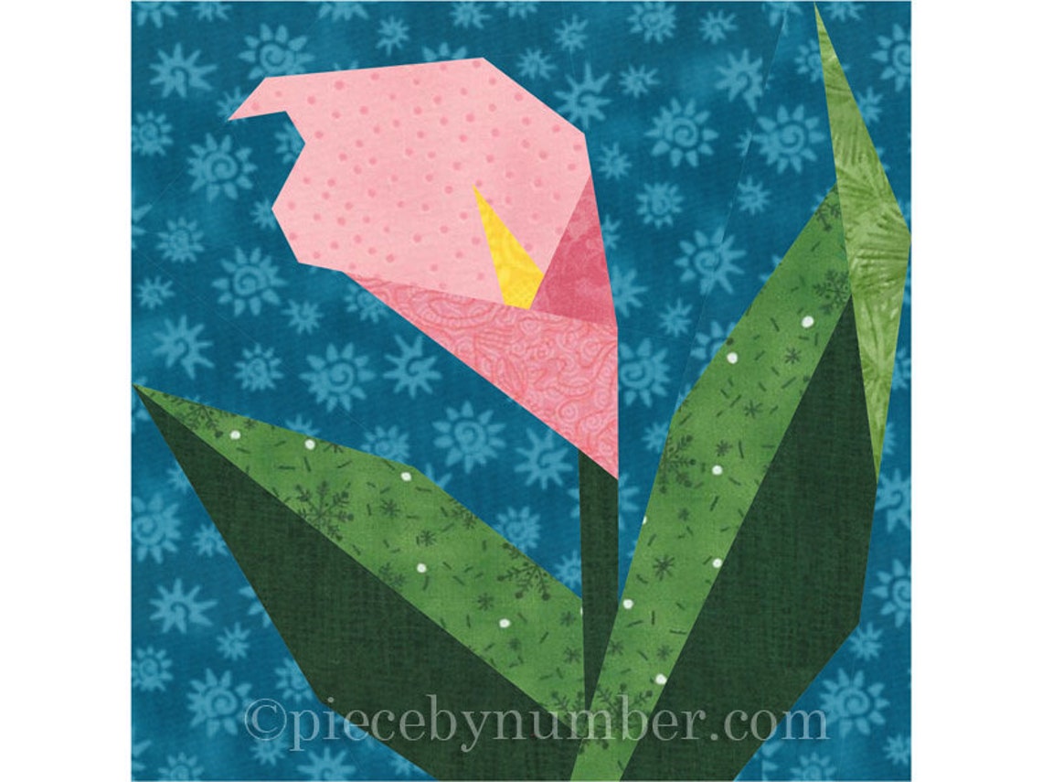 Calla Lily flower quilt block pattern instant download paper Etsy