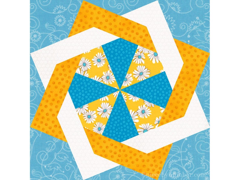 Interlocked Squares paper piece quilt block pattern PDF download, 12 inch, foundation piecing FPP, interwoven squares celtic knot star image 8