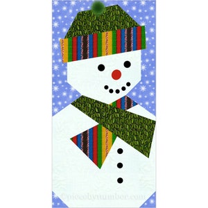 Snowman paper pieced quilt block pattern PDF, 6 x 12 inch, winter holiday Christmas xmas noel, mug rug, foundation piecing FPP image 4